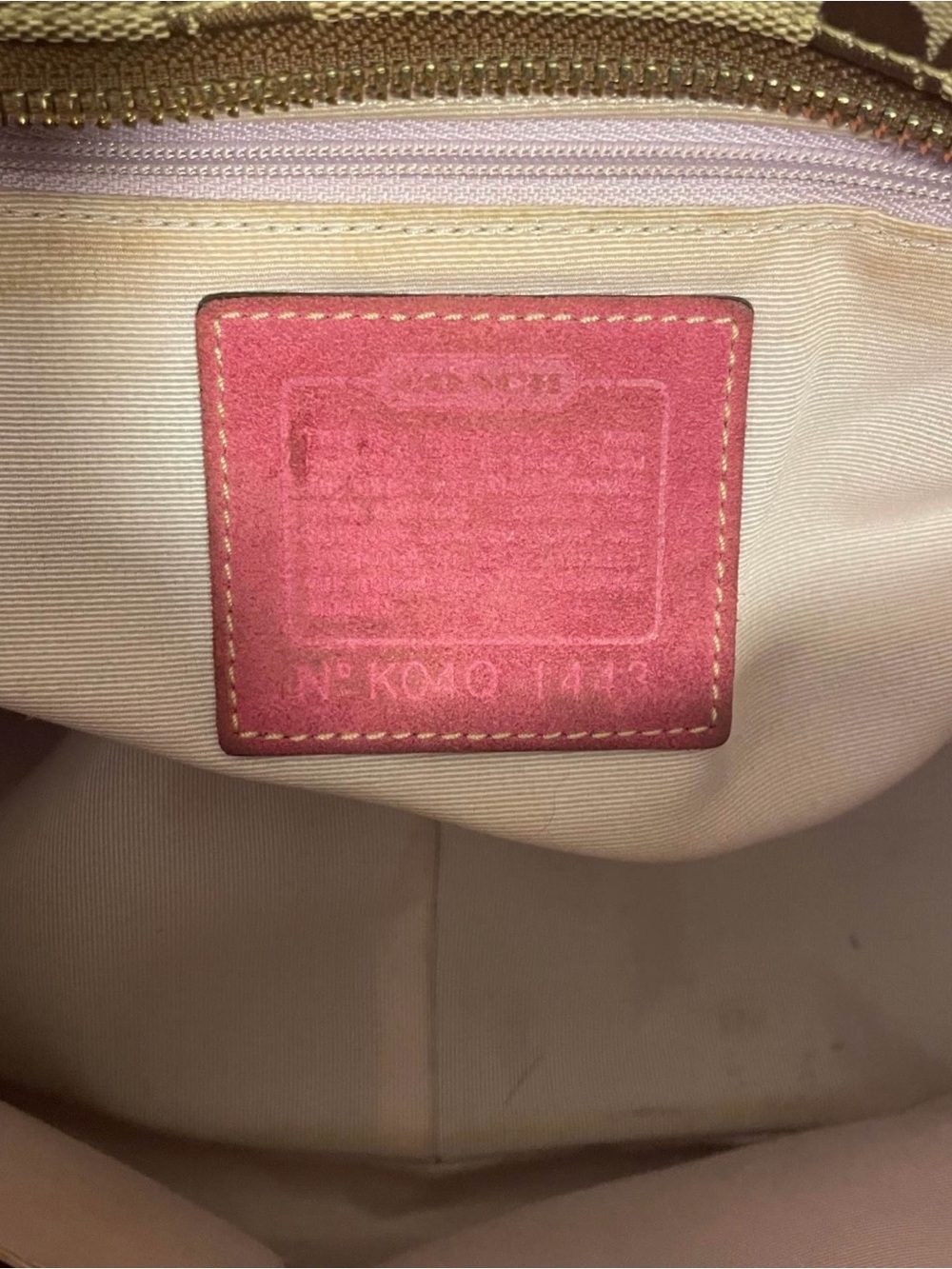 Vintage Coach Brown Signature Canvas Tote with Pink Leather Accents - Picture 8 of 10
